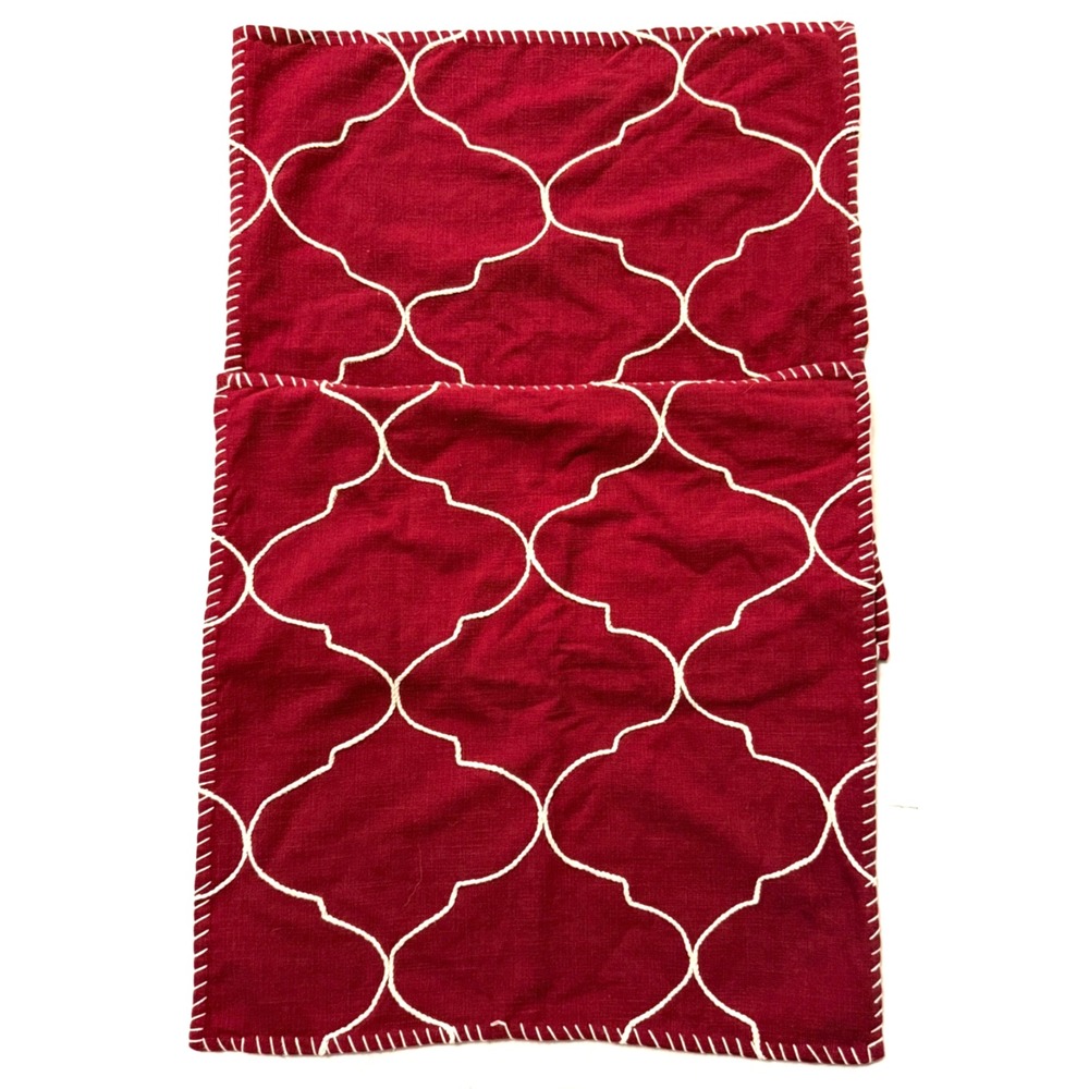 Pottery Barn 100% Cotton set of 2 pillow covers zippered 22" square berry color